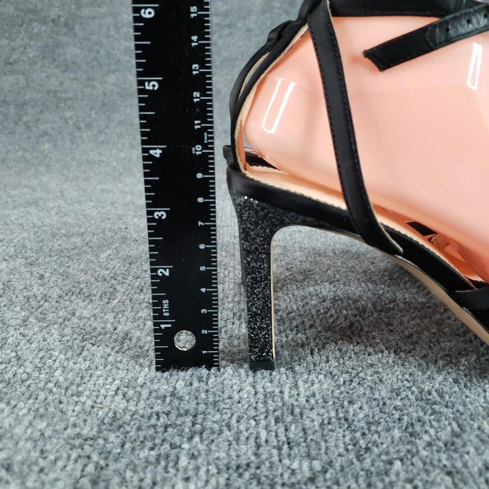J.CREW Shoes Womens Size 9 Black Strappy‎ Leather Polyester Block Heel BP333